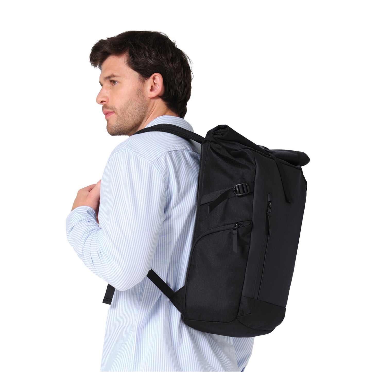 Black - Side - Quadra Zurich Roll Top Backpack