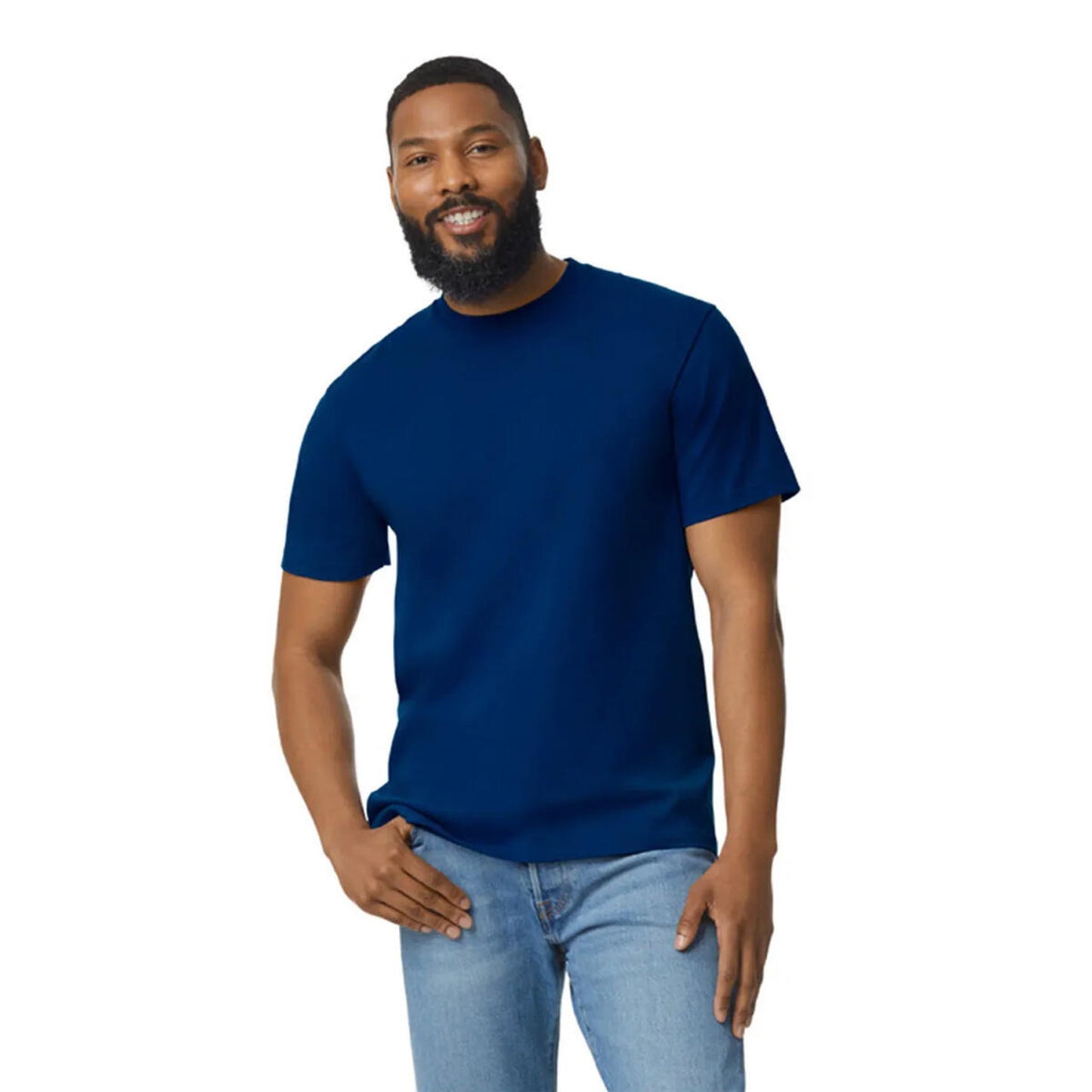 Navy - Side - Gildan Mens Softstyle Enzyme Washed Midweight T-Shirt