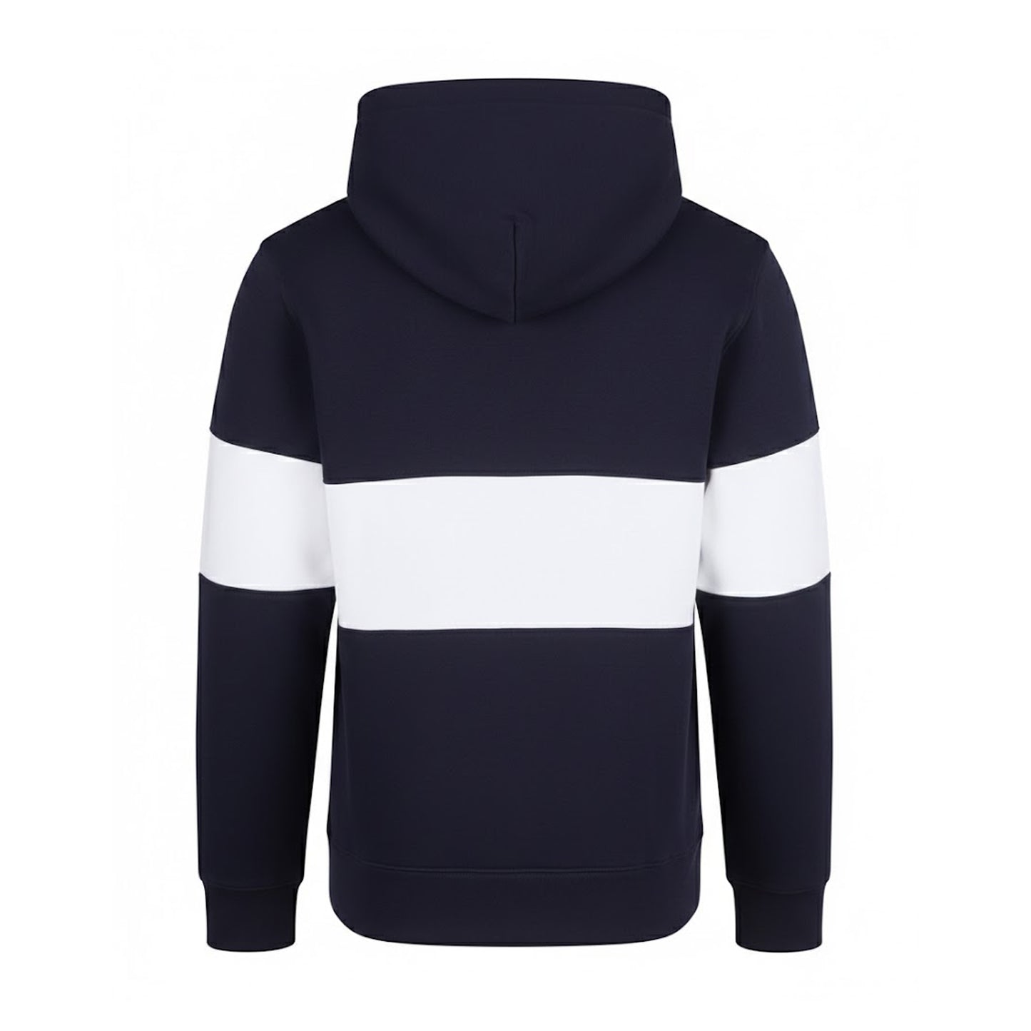 Navy-White - Back - Front Row Unisex Adult Heavyweight Panelled Hoodie