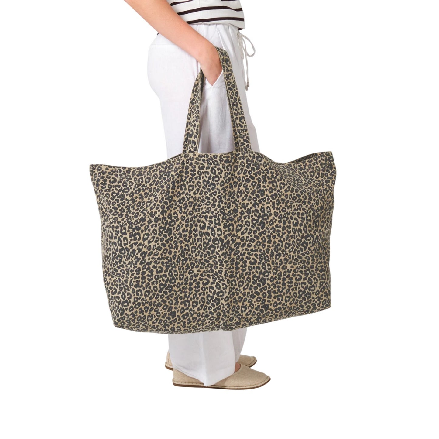 Vintage - Back - Westford Mill Leopard Print Canvas Oversized Tote Bag