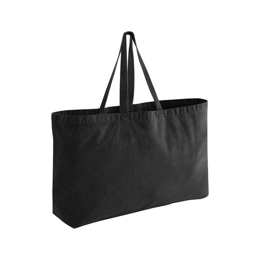 Vintage Black - Front - Westford Mill Washed Garment Dyed Oversized Tote Bag