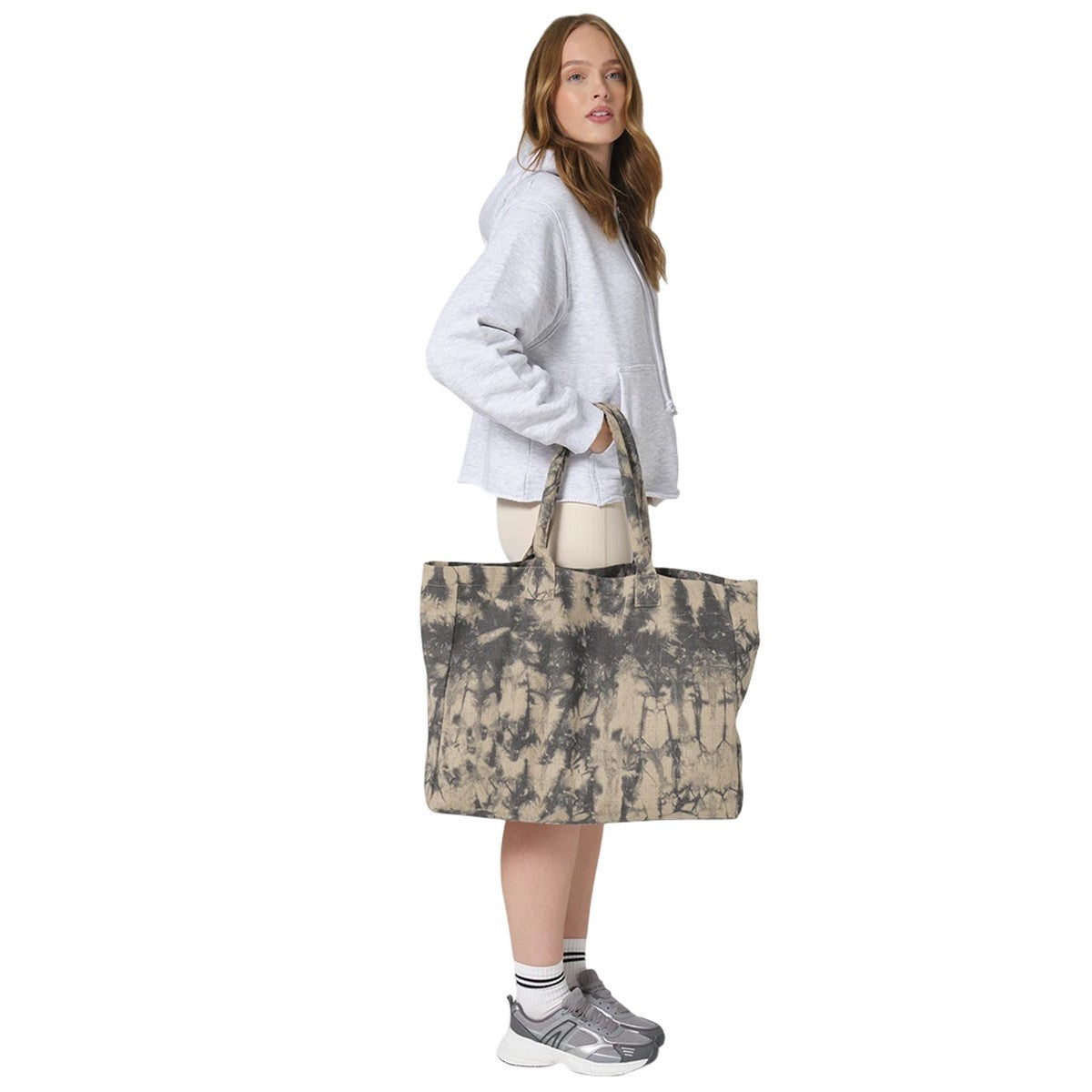 Sand Black - Back - Westford Mill Tie Dye Canvas Tote Bag