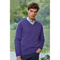 Purple - Back - Premier Mens V-Neck Knitted Sweater