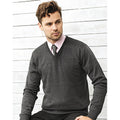 Charcoal - Back - Premier Mens V-Neck Knitted Sweater