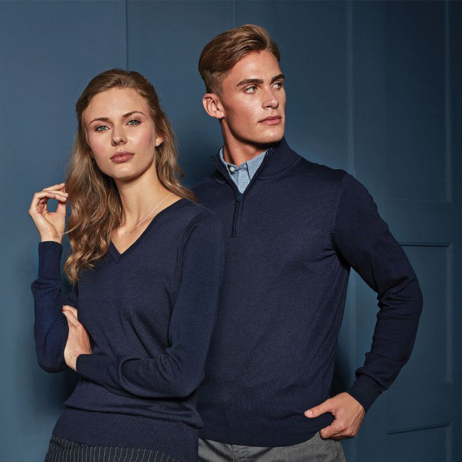 Navy - Lifestyle - Premier Womens-Ladies V-Neck Knitted Sweater - Top