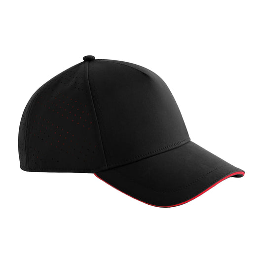 Black-Red - Front - Beechfield Accelerate Baseball Cap