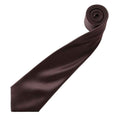 Brown - Back - Premier Mens Plain Satin Tie (Narrow Blade)