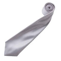 Silver Grey - Back - Premier Mens Plain Satin Tie (Narrow Blade)