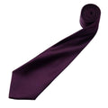 Aubergine - Back - Premier Mens Plain Satin Tie (Narrow Blade)