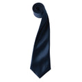 Navy - Front - Premier Mens Plain Satin Tie (Narrow Blade)