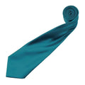 Teal - Back - Premier Mens Plain Satin Tie (Narrow Blade)