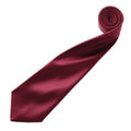 Burgundy - Back - Premier Mens Plain Satin Tie (Narrow Blade)