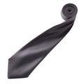 Dark Grey - Back - Premier Mens Plain Satin Tie (Narrow Blade)