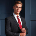 Red - Back - Premier Mens Plain Satin Tie (Narrow Blade)