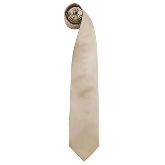 Khaki - Front - Premier Mens “Colours” Plain Fashion - Business Tie