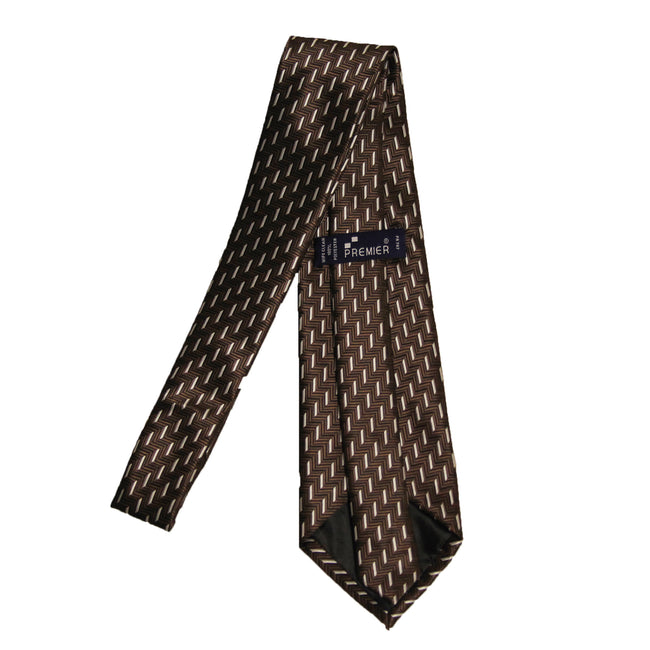 Brown - Back - Premier Tie - Mens Zig Zag Work Tie
