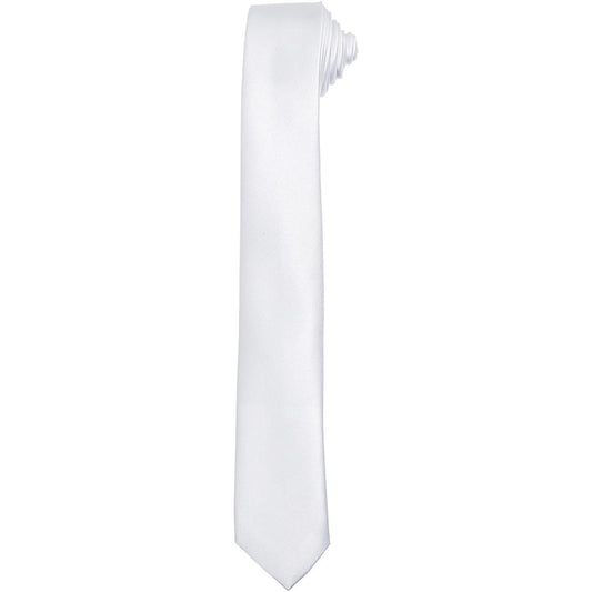 White - Front - Premier Tie - Mens Slim Retro Work Tie