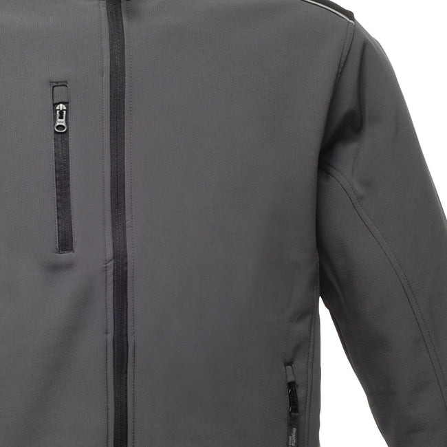 Seal Grey-Black - Side - Regatta Mens Sandstorm Hardwearing Workwear Softshell Jacket (water Repellent)