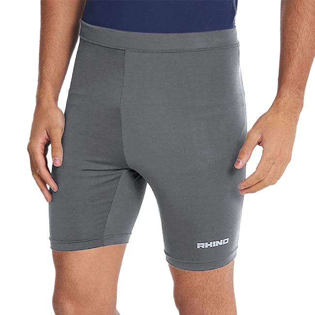 Heather Grey - Back - Rhino Mens Sports Base Layer Shorts
