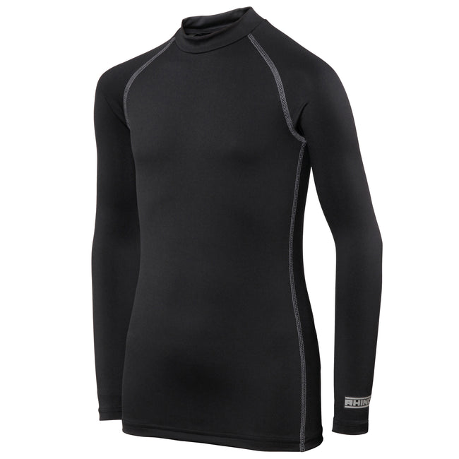 Black - Front - Rhino Childrens Boys Long Sleeve Thermal Underwear Base Layer Vest Top