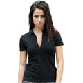 Black - Side - Skinni Fit Ladies-Womens Stretch Polo Shirt