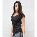 Black - Back - Skinni Fit Ladies-Womens Slounge T-Shirt Top