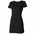 Black - Side - Skinni Fit Ladies-Womens Scoop Neck T-Shirt Dress