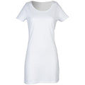 White - Front - Skinni Fit Ladies-Womens Scoop Neck T-Shirt Dress