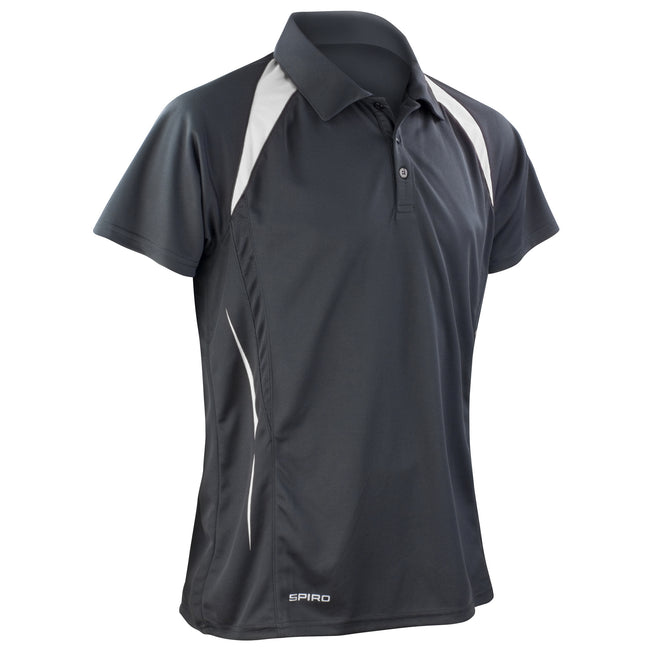 Black-White - Front - Spiro Mens Sports Team Spirit Performance Polo Shirt