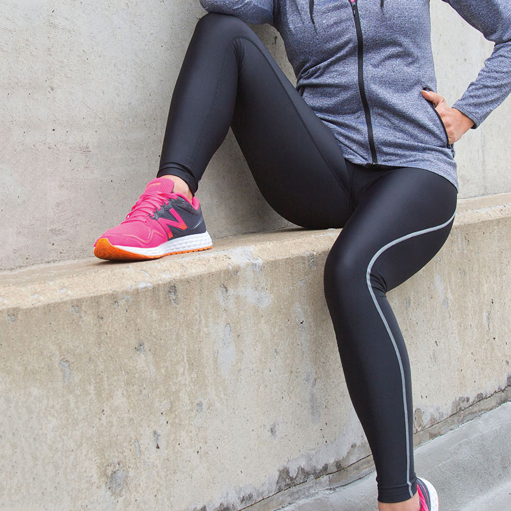 Black - Side - Spiro Ladies-Womens Bodyfit Performance Base Layer Leggings