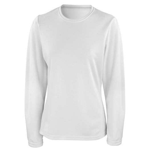 White - Front - Spiro Ladies-Womens Sports Quick-Dry Long Sleeve Performance T-Shirt