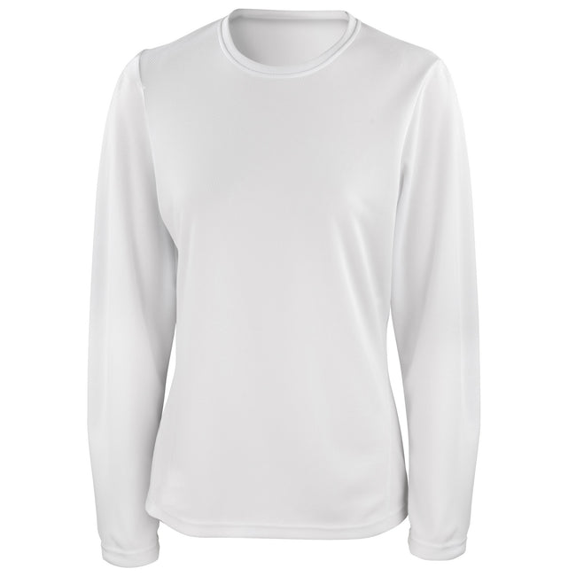 White - Front - Spiro Ladies-Womens Sports Quick-Dry Long Sleeve Performance T-Shirt