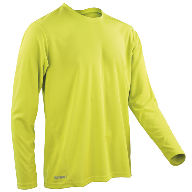 Lime Green - Back - Spiro Mens Sports Quick-Dry Long Sleeve Performance T-Shirt
