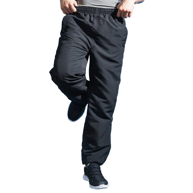 Black - Side - Tombo Teamsport Mens Sports Lined Tracksuit Bottoms - Jog Pants