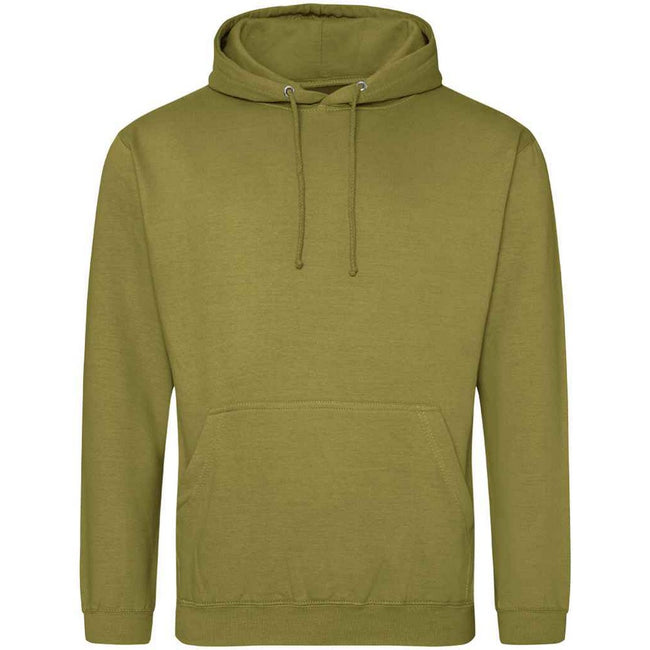 Khaki Green - Front - Awdis Unisex College Hooded Sweatshirt - Hoodie