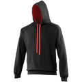 Jet Black - Fire Red - Front - Awdis Varsity Hooded Sweatshirt - Hoodie