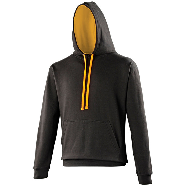 Jet Black-Orange Crush - Front - Awdis Varsity Hooded Sweatshirt - Hoodie