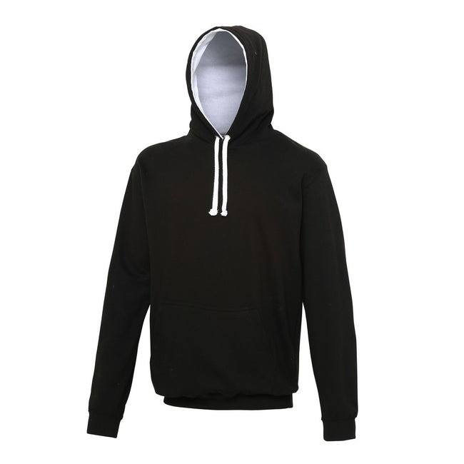 Jet Black- Arctic White - Front - Awdis Varsity Hooded Sweatshirt - Hoodie