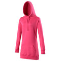 Hot Pink - Front - Awdis Girlie Womens Longline Hooded Sweatshirt - Hoodie