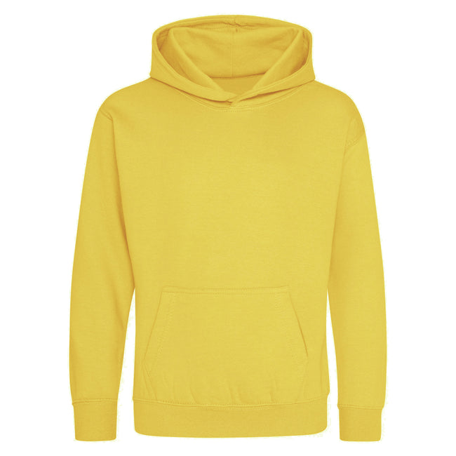 Sun Yellow - Front - Awdis Kids Unisex Hooded Sweatshirt - Hoodie - Schoolwear
