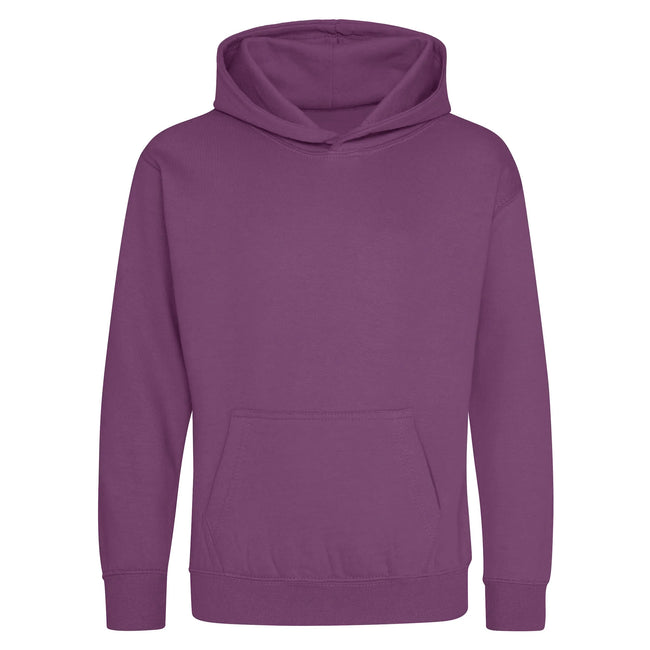 Plum - Front - Awdis Kids Unisex Hooded Sweatshirt - Hoodie - Schoolwear