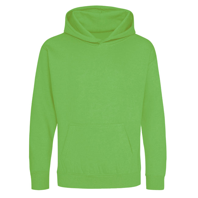 Lime Green - Front - Awdis Kids Unisex Hooded Sweatshirt - Hoodie - Schoolwear