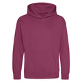 Burgundy - Front - Awdis Kids Unisex Hooded Sweatshirt - Hoodie - Schoolwear