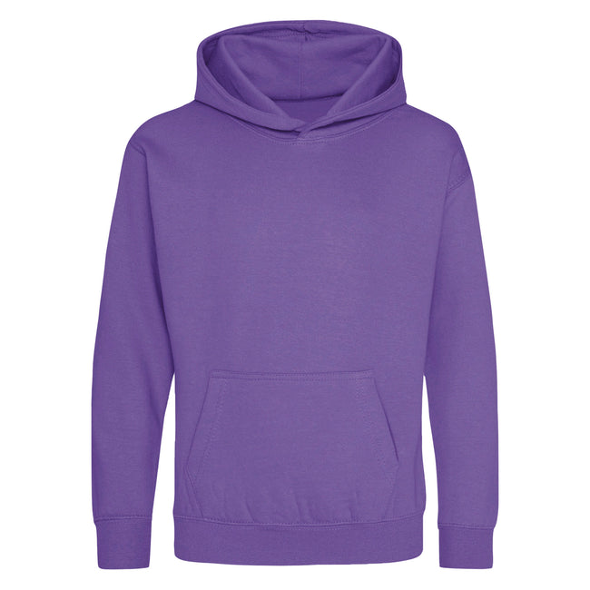 Purple - Front - Awdis Kids Unisex Hooded Sweatshirt - Hoodie - Schoolwear