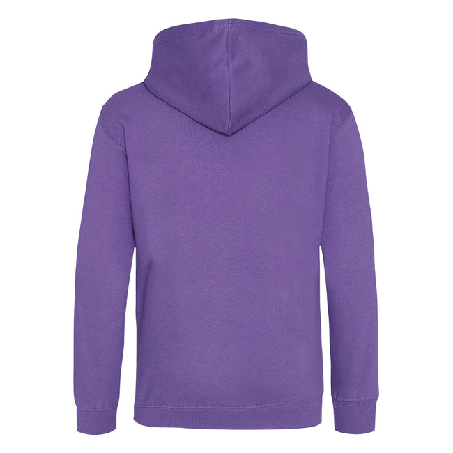 Purple - Back - Awdis Kids Unisex Hooded Sweatshirt - Hoodie - Schoolwear