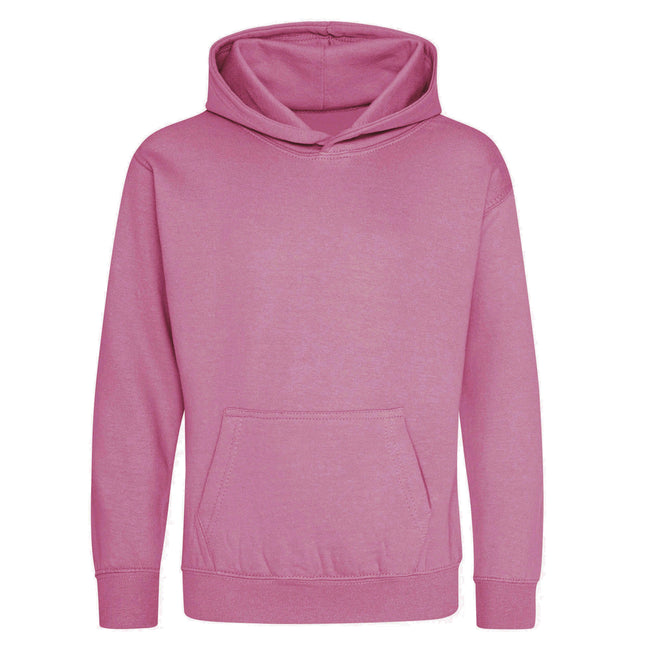 Candyfloss Pink - Front - Awdis Kids Unisex Hooded Sweatshirt - Hoodie - Schoolwear