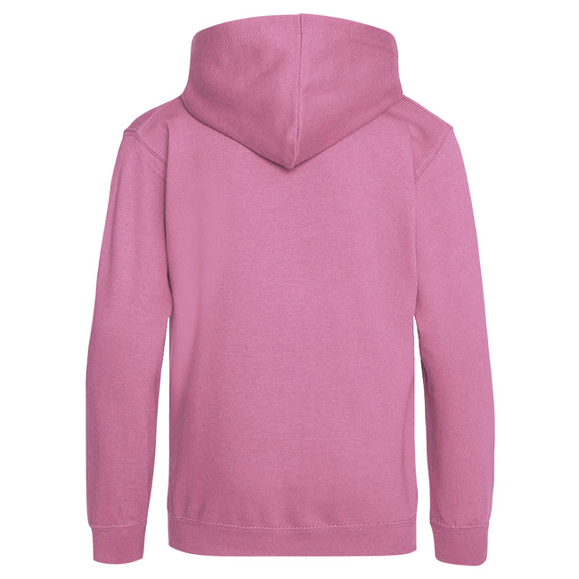 Candyfloss Pink - Back - Awdis Kids Unisex Hooded Sweatshirt - Hoodie - Schoolwear