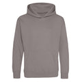 Platinum Grey - Front - Awdis Kids Unisex Hooded Sweatshirt - Hoodie - Schoolwear