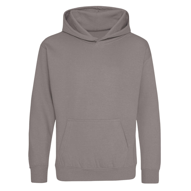 Platinum Grey - Front - Awdis Kids Unisex Hooded Sweatshirt - Hoodie - Schoolwear