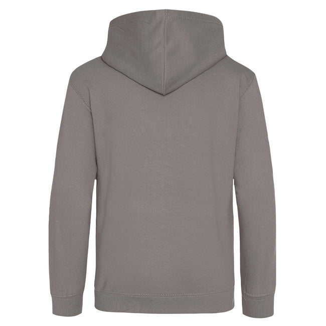 Platinum Grey - Back - Awdis Kids Unisex Hooded Sweatshirt - Hoodie - Schoolwear